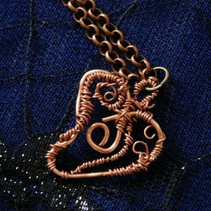 Copper Heart Wire Wrap Pendant romantic Festival